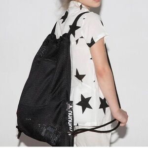 Nununu World Kids Mesh Drawstring Backpack In Black Beach Bag Pool Bag